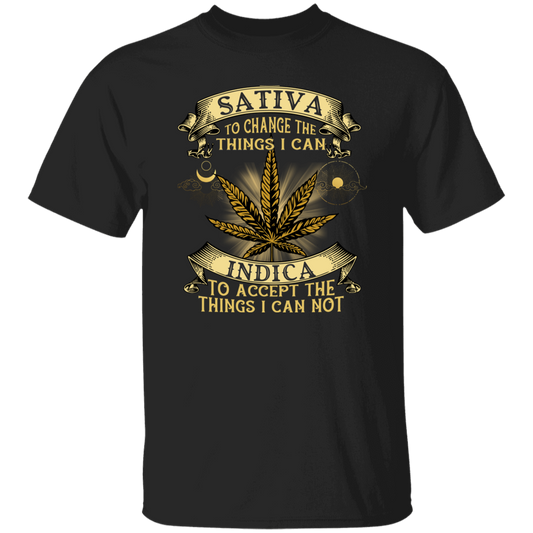 Sativa To Change The Things I Can Indica To Accept The Things I Can Not Funny Weed Vintage T-Shirt, Cannabis Lover Shirt	G500 5.3 oz. T-Shirt