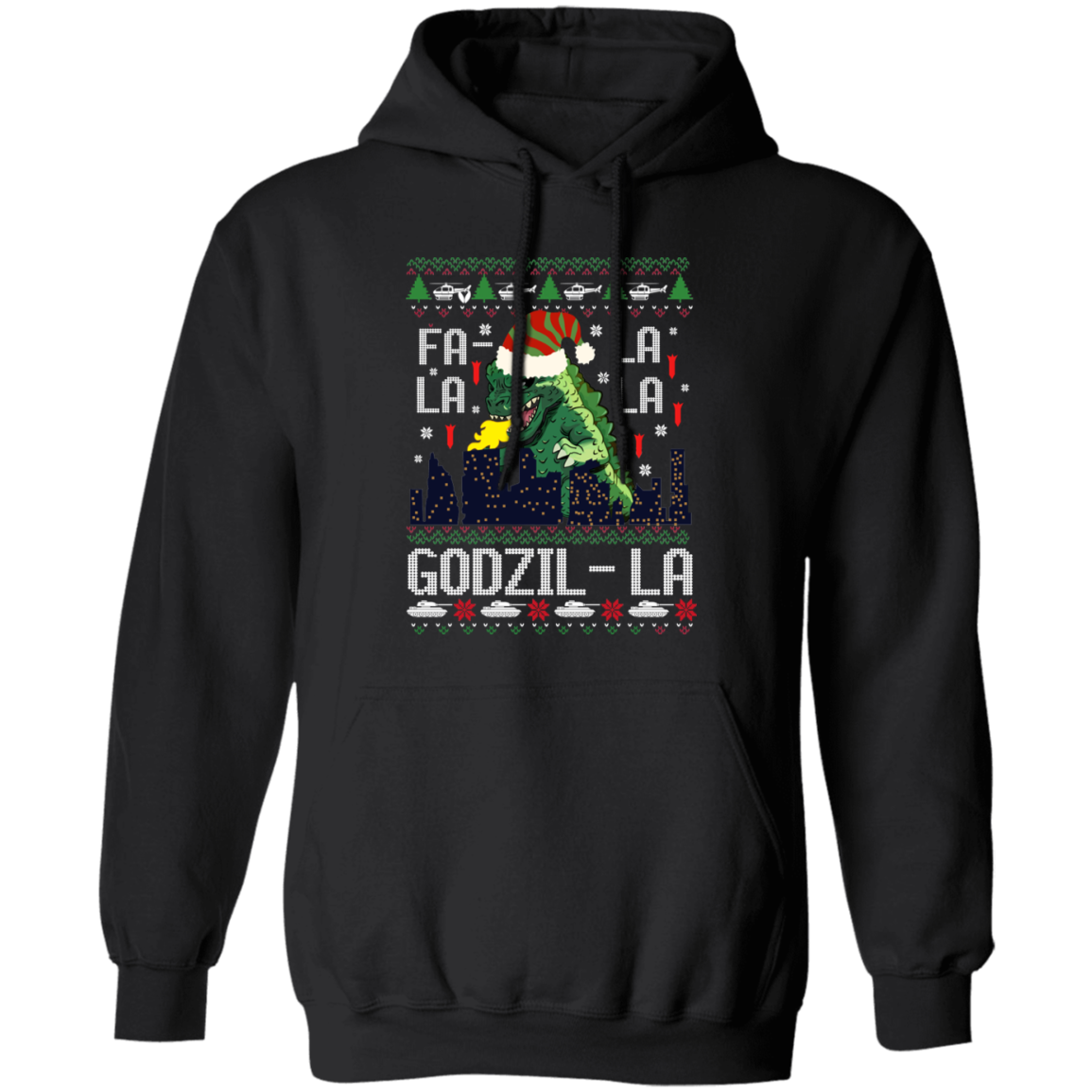 Fa La La La Godzilla Christmas Vintage Gildan Pullover Hoodie