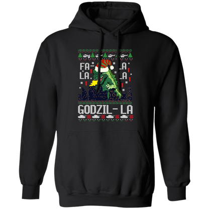 Fa La La La Godzilla Christmas Vintage Gildan Pullover Hoodie