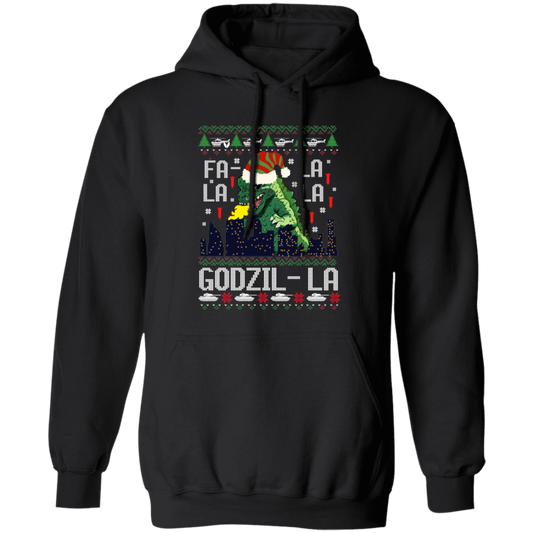 Fa La La La Godzilla Christmas Vintage Gildan Pullover Hoodie