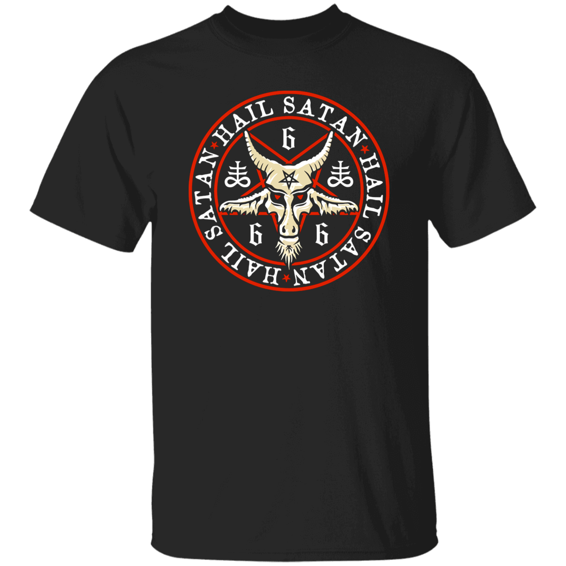 Hail Satan Baphomet In Occult Inverted Pentagram T-Shirt