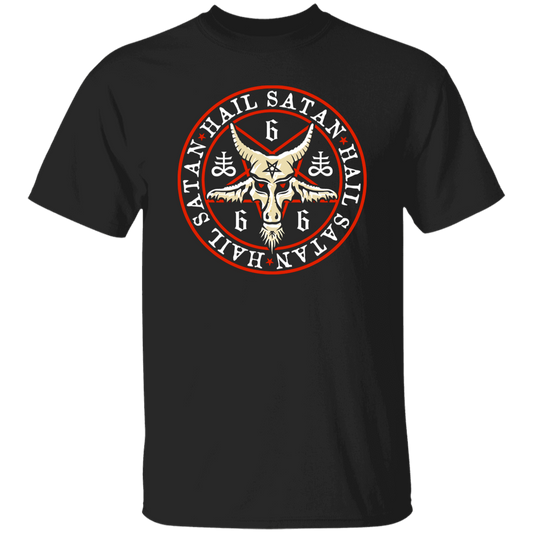 Hail Satan Baphomet In Occult Inverted Pentagram T-Shirt