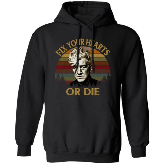 Retro Fix Your Hearts Or Die Vintage  Gildan Pullover Hoodie