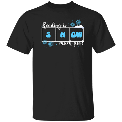 Reading Is Snow Much Fun Teacher Vintage T-Shirt, Reading Shirt, Cute Christmas Gift, Teacher Gift, Snow Shirt	G500 5.3 oz. T-Shirt