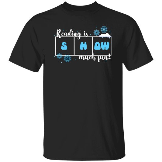 Reading Is Snow Much Fun Teacher Vintage T-Shirt, Reading Shirt, Cute Christmas Gift, Teacher Gift, Snow Shirt	G500 5.3 oz. T-Shirt