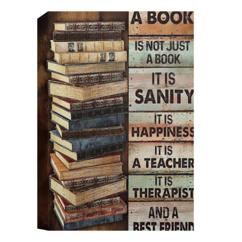 A Book Is Not Just A Book It Is Sanity Framed Canvas, Unframed Poster, Classroom Canvas, Reading Lover Gift, Book Room Wall DecorCANPO15 Deluxe Portrait Canvas 1.5in Frame