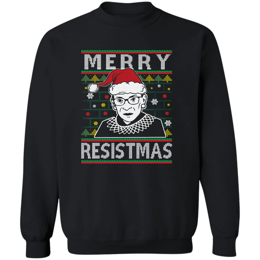 Merry Resistmas Ruth Bader Ginsburg Ugly Christmas G180 Gildan Crewneck Pullover Sweatshirt - lucy - 96566245