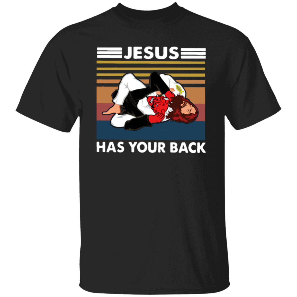 Jiu Jitsu Jesus Has Your Back Funny Christian Gift Vintage T-Shirt - leleart