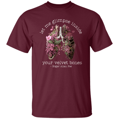 Edgar Allan Poe Let Me Glimpse Inside Your Velvet Bones Funny Halloween Teacher Vintage T-Shirt