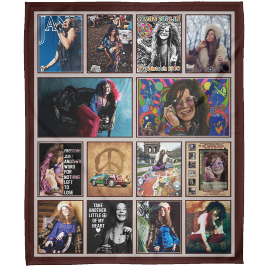 Hippie Janis Joplin Fleece Blanket, Premium Sherpa Blanket, Janis Joplin Blanket, Rock Stars Blanket, Hippie Blanket, Rock And Roll Lovers	FLM Arctic Fleece Blanket 50x60