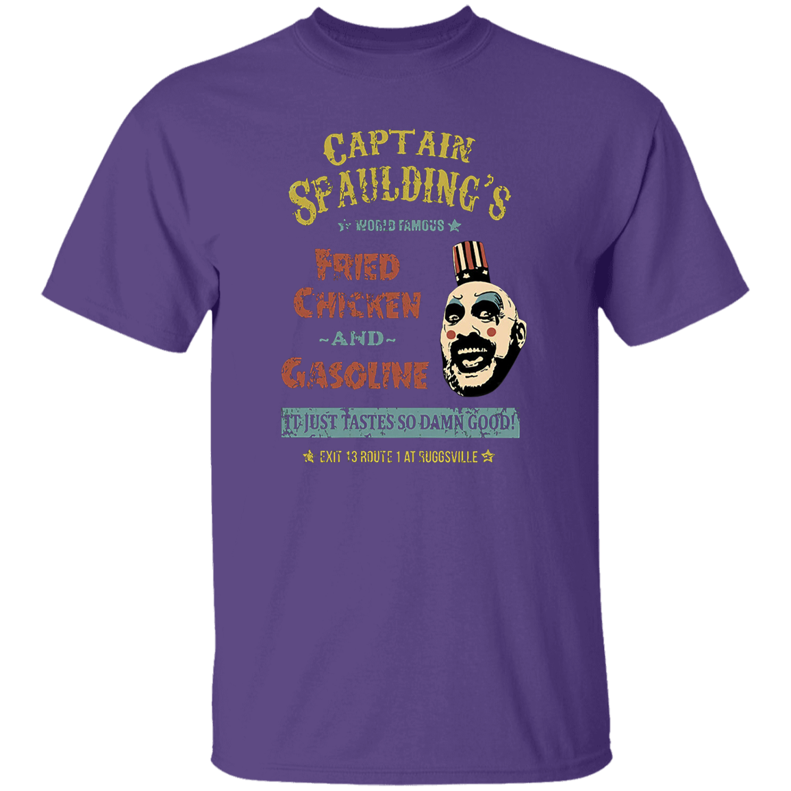 Captain Spaulding's World Famous Fried Chicken and Gasoline Retro T-Shirt - leleart