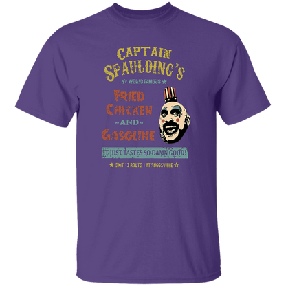 Captain Spaulding's World Famous Fried Chicken and Gasoline Retro T-Shirt - leleart