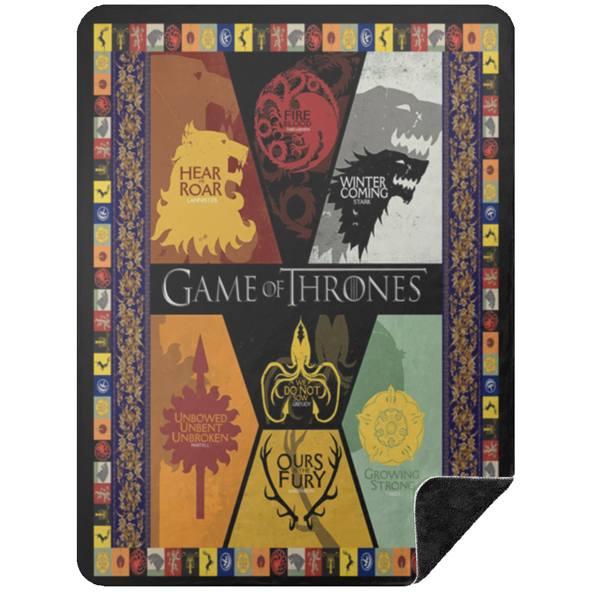 Game Of Thrones Fleece Blanket, Premium Sherpa Blanket, Fantasy Movie Blanket, Game Of Thrones Movie Blanket, TV Series Blanket	BSHL Premium Black Sherpa Blanket 60x80
