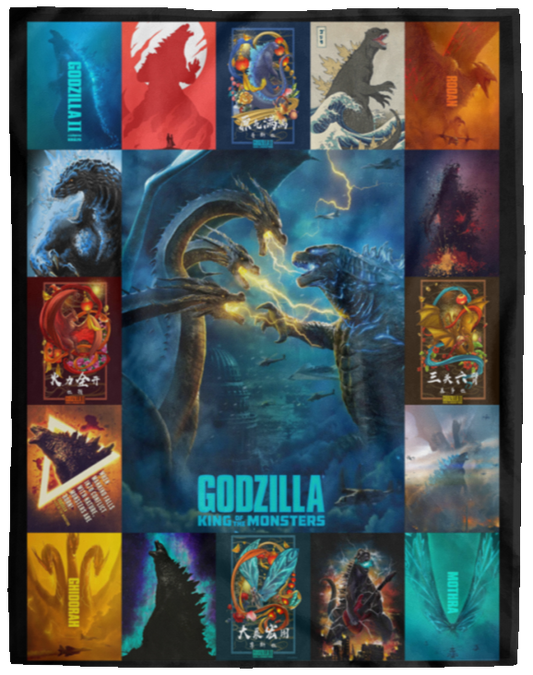 Godzilla King Of The Monsters Fleece Blanket, Premium Sherpa Blanket, Godzilla Monster Blanket, Godzilla Movie Blanket, Godzilla Lover Gift	VPL Cozy Plush Fleece Blanket - 60x80