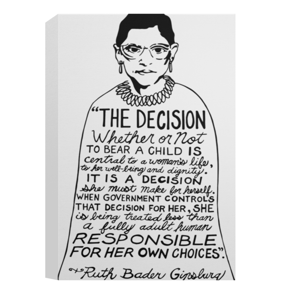 RBG Decision Ruth Bader Ginsburg Abortion Framed Canvas, Unframed Poster, RBG Canvas, Anti Abortion Poster, Feminist Wall Decor	CANPO15 Deluxe Portrait Canvas 1.5in Frame