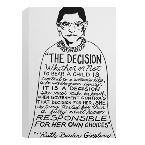 RBG Decision Ruth Bader Ginsburg Abortion Framed Canvas, Unframed Poster, RBG Canvas, Anti Abortion Poster, Feminist Wall Decor	CANPO15 Deluxe Portrait Canvas 1.5in Frame