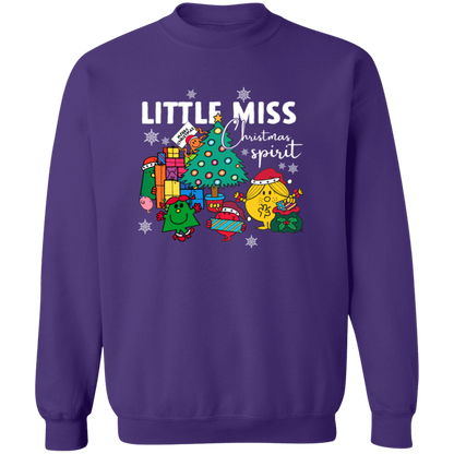 Little Miss Christmas Teacher Vintage G180 Crewneck Pullover Sweatshirt - letter