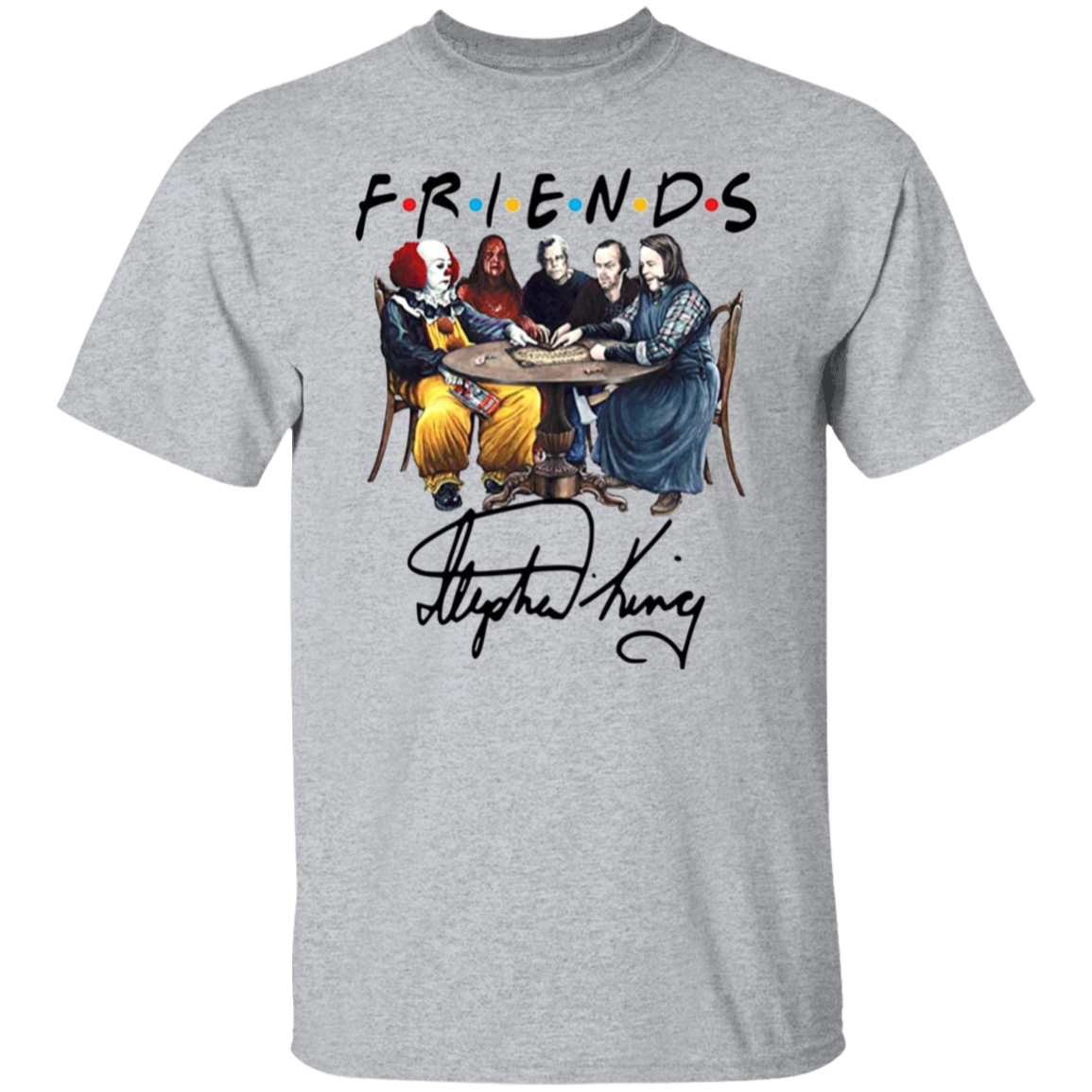 Stephen King Horror Characters Friends Signature T-Shirt - leleart