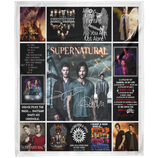 Supernatural TV Series Fleece Blanket, Premium Sherpa Blanket, Supernatural Blanket, Winchester Blanket, Sam And Dean Blanket	FLM Arctic Fleece Blanket 50x60