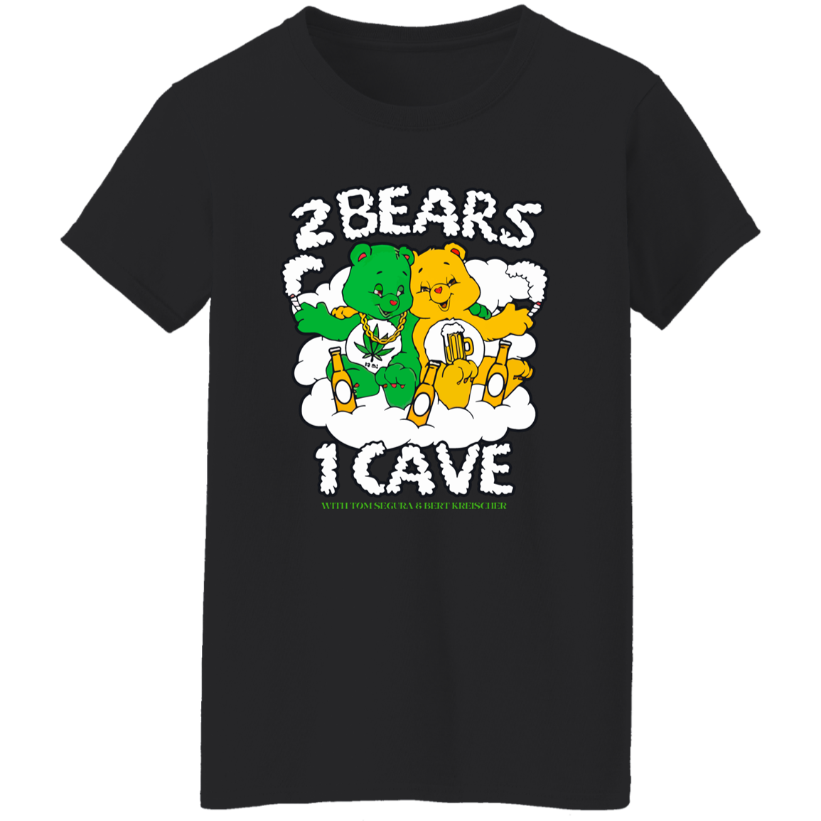 2 Bears 1 Cave With Tom Segura and Bert Kreischer Beer and Weed Vintage  T-Shirt - WOMEN