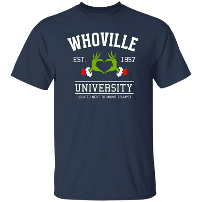 Whoville University Located Next To Mount Crumpet Funny Christmas Teacher Vintage T-Shirt