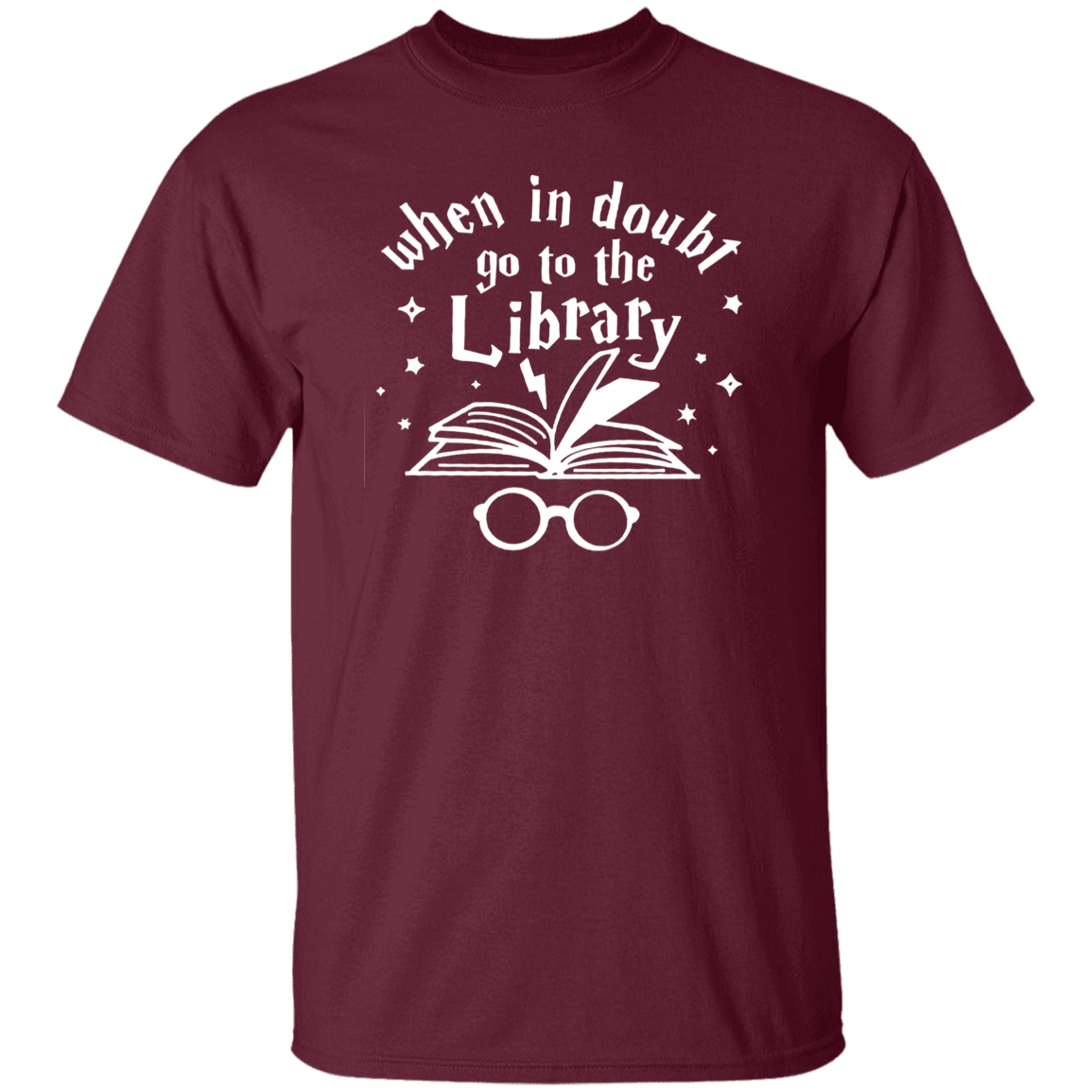 When In Doubt Go To The Library Teacher Unisex T-Shirt, Library Shirt, Back To School Gift, Teacher Shirt, Reading Lover Gift	G500 5.3 oz. T-Shirt