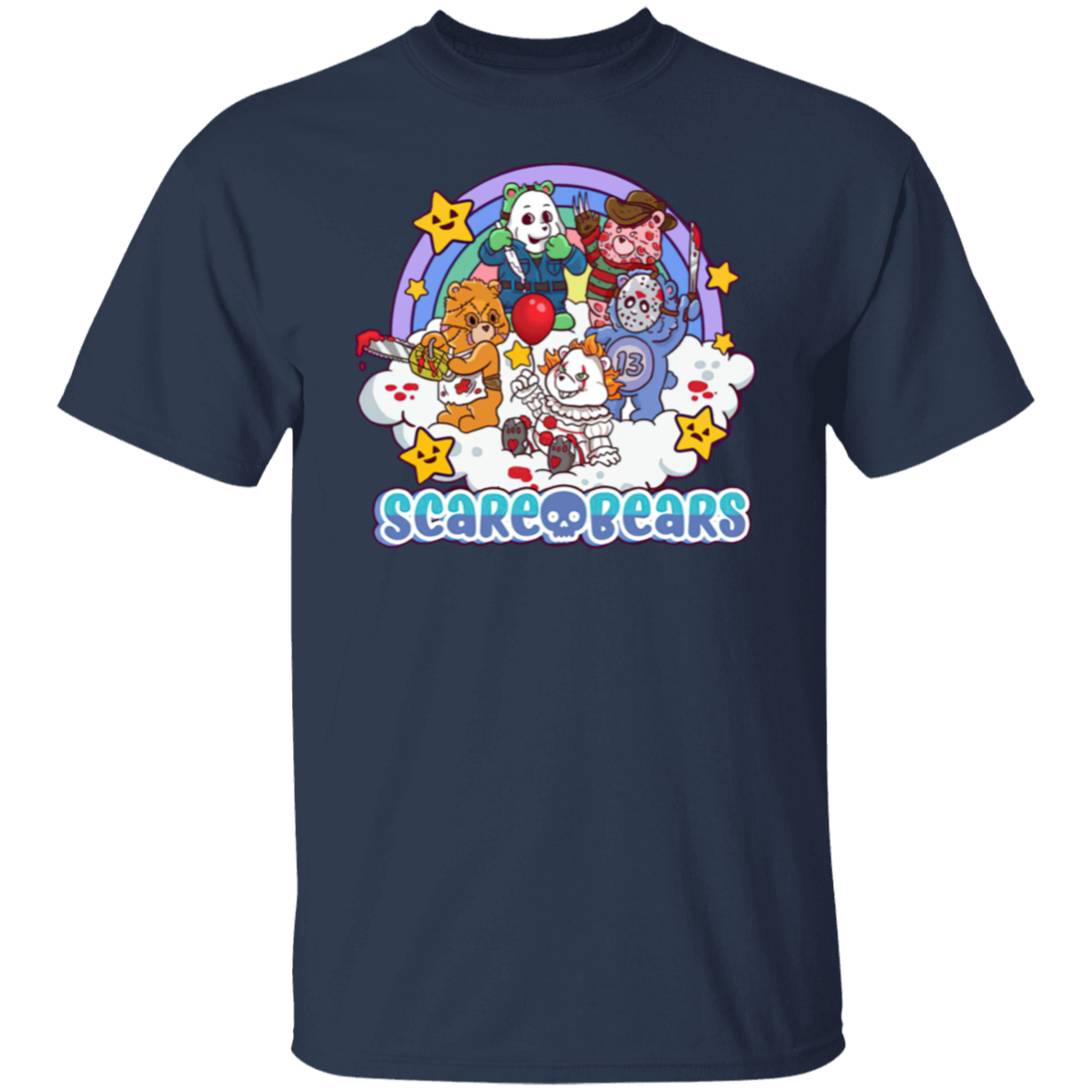 Scary Care Scare Bears Funny Halloween Horror Faces T-Shirt - leleart