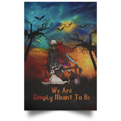 Jack with Sally We’re Simply Meant to Be Framed Canvas, Unframed Poster, Jack Canvas, Jack And Sally Canvas, Halloween Wall Decor	POSPO Satin Portrait Poster