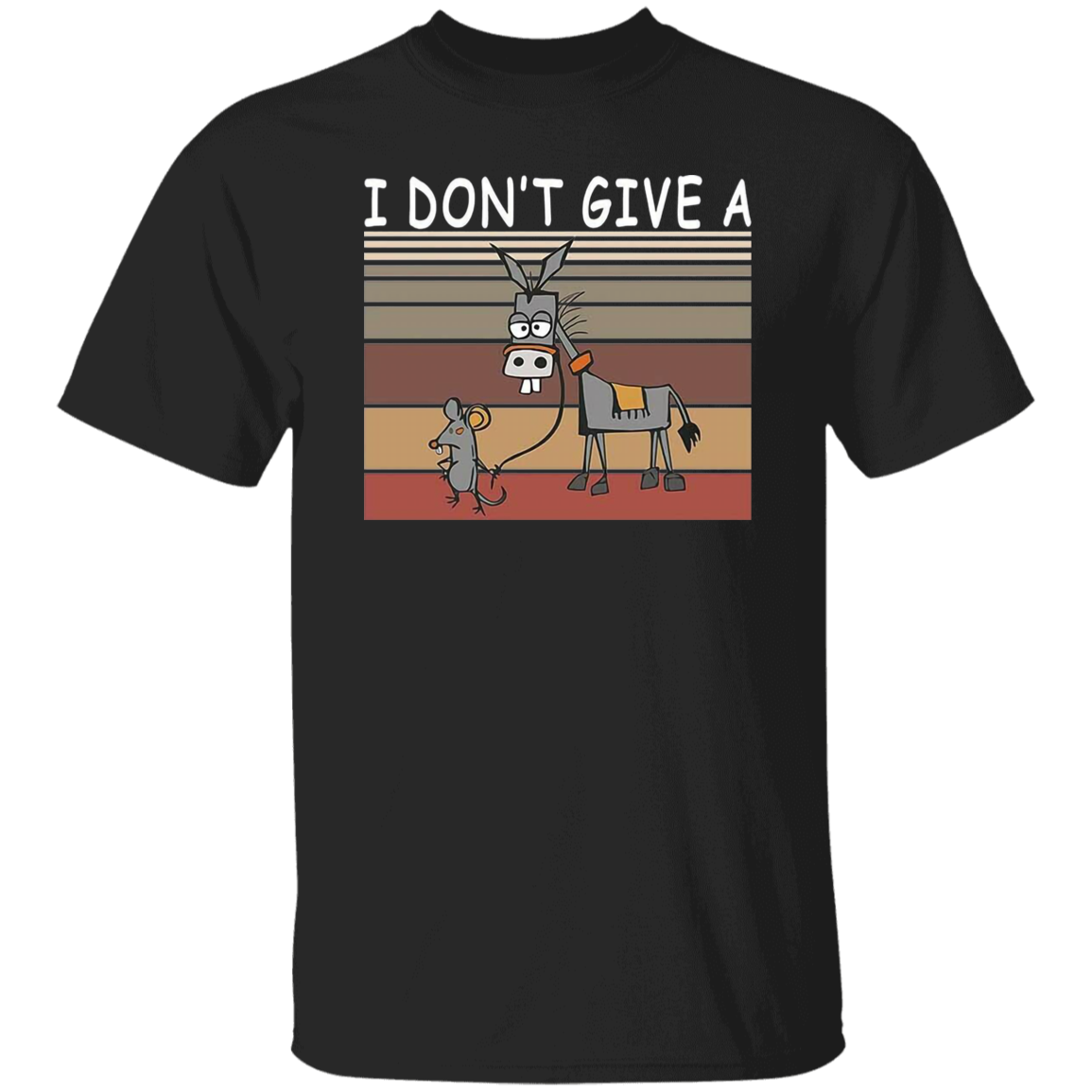 I Don't Give A Rats Ass Funny Mouse Walking Donkey Vintage T-Shirt, Rat Shirt, Donkey Shirt, Funny Animal Shirt, Gift Tee For You And Family	G500 5.3 oz. T-Shirt