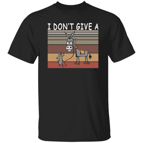 I Don't Give A Rats Ass Funny Mouse Walking Donkey Vintage T-Shirt, Rat Shirt, Donkey Shirt, Funny Animal Shirt, Gift Tee For You And Family	G500 5.3 oz. T-Shirt