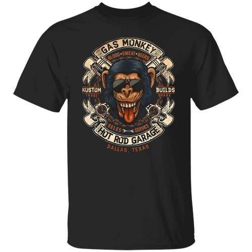 Monkey Gas Crossed Pistons Ribbon Logo  T-Shirt