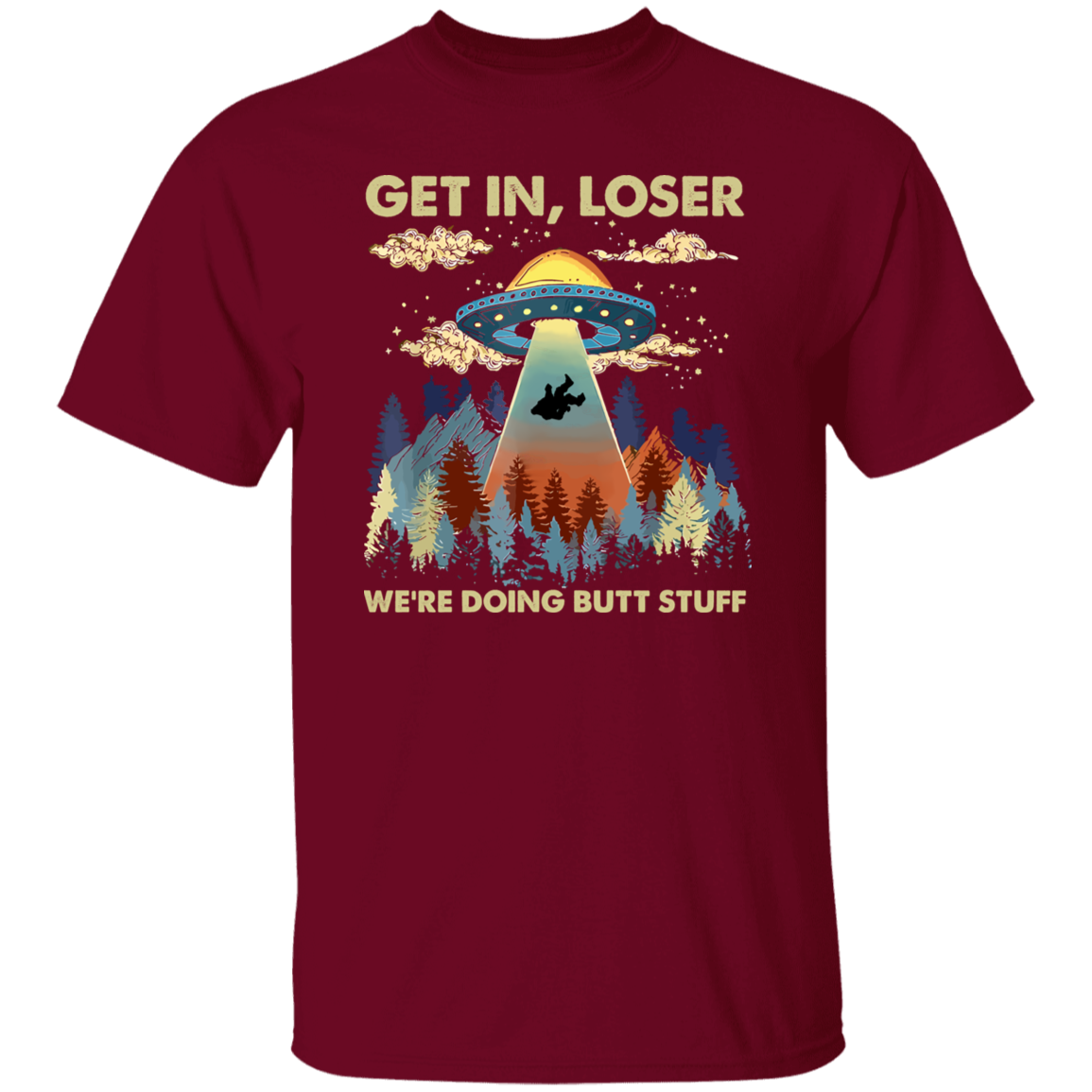 Bigfoot Alien Ufo Shirt Bigfoot Get In Loser Vintage T-Shirt