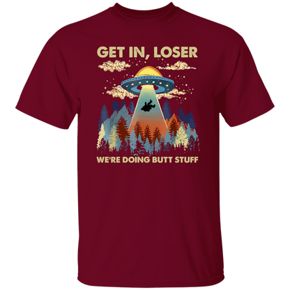 Bigfoot Alien Ufo Shirt Bigfoot Get In Loser Vintage T-Shirt