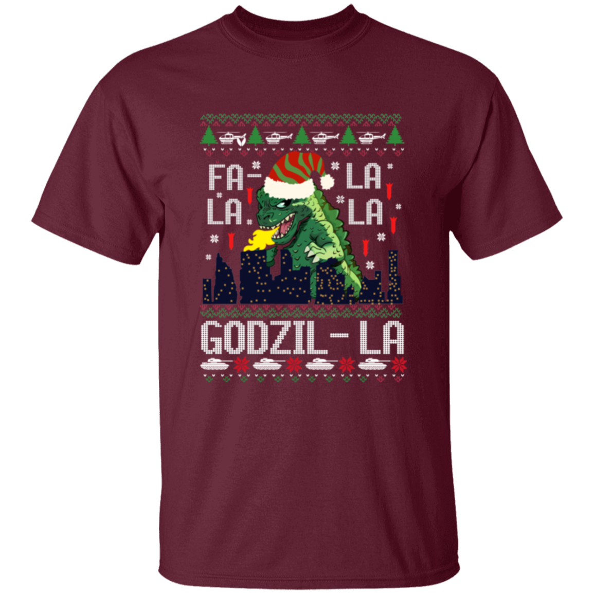 Fa La La La Godzilla Christmas Vintage T-Shirt - YOUTH