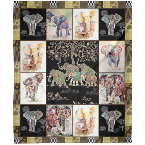 Vintage Elephant Fleece Blanket, Premium Sherpa Blanket, Elephant Lover Blanket, Elephant Blanket, Animal Blanket	FLM Arctic Fleece Blanket 50x60