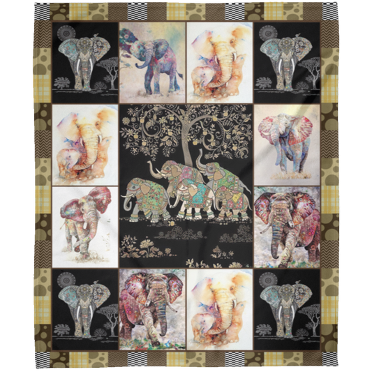 Vintage Elephant Fleece Blanket, Premium Sherpa Blanket, Elephant Lover Blanket, Elephant Blanket, Animal Blanket	FLM Arctic Fleece Blanket 50x60