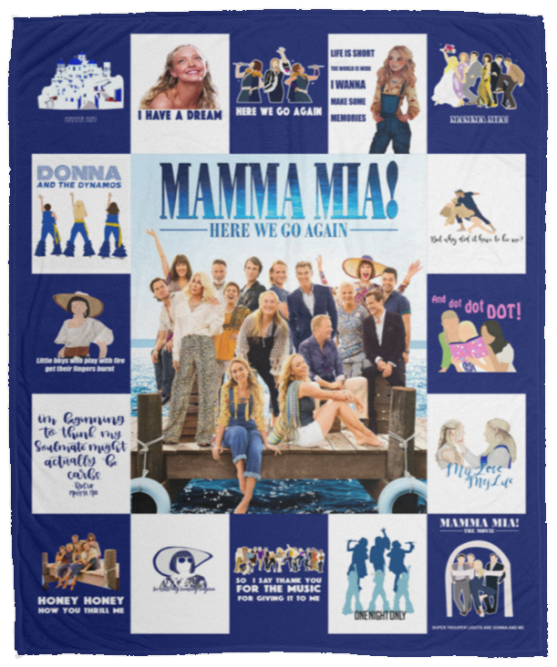 Mamma Mia Movie Fleece Blanket, Premium Sherpa Blanket, Romantic Comedy Blanket, Mamma Mia Blanket, Retro Movie Blanket	VPM Cozy Plush Fleece Blanket - 50x60