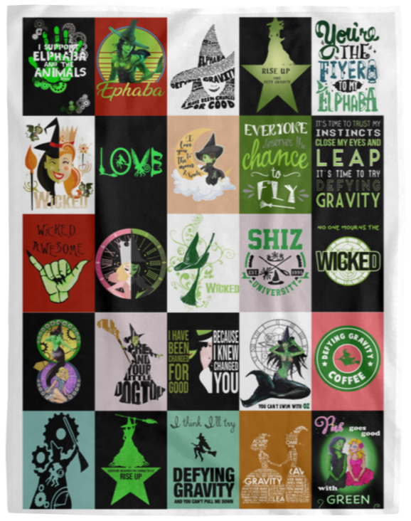 Wicked Fleece Blanket, Premium Sherpa Blanket, Wicked Blanket, Musical Quilt, Wicked Musical BlanketVPL Cozy Plush Fleece Blanket - 60x80