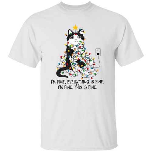 I'm Fine Everything Is Fine Cat Light Teacher Vintage Unisex  T-Shirt - letter