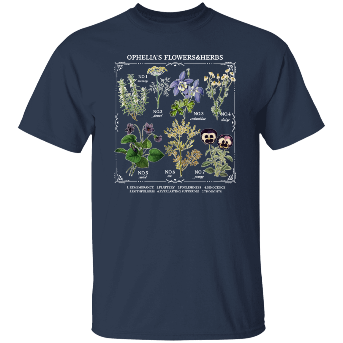 Ophelia's Flowers And Herbs Funny Literature Teacher Vintage T-Shirt