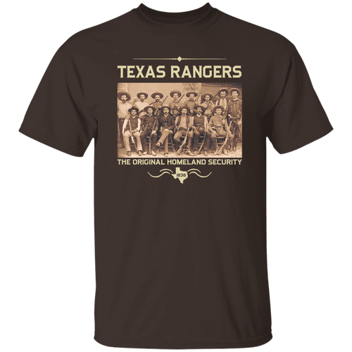 Texas Rangers The Original Homeland Security 1836 Vinatge T-Shirt, Texas Rangers Shirt, Cowboy Shirt, For Cowboy Lover Shirt	G500 5.3 oz. T-Shirt