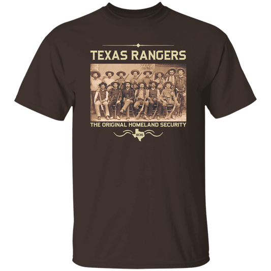 Texas Rangers The Original Homeland Security 1836 Vinatge T-Shirt, Texas Rangers Shirt, Cowboy Shirt, For Cowboy Lover Shirt	G500 5.3 oz. T-Shirt