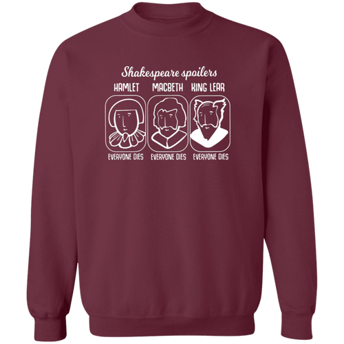 Shakespeare Spoilers Teacher Vintage G180 Gildan Crewneck Pullover Sweatshirt - letter