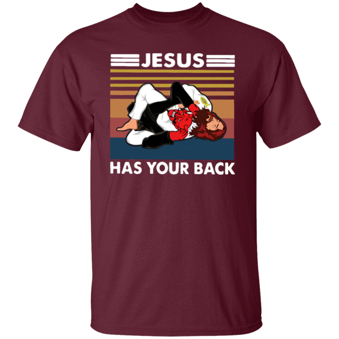 Jiu Jitsu Jesus Has Your Back Funny Christian Gift Vintage T-Shirt - leleart