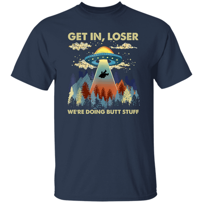 Bigfoot Alien Ufo Shirt Bigfoot Get In Loser Vintage T-Shirt