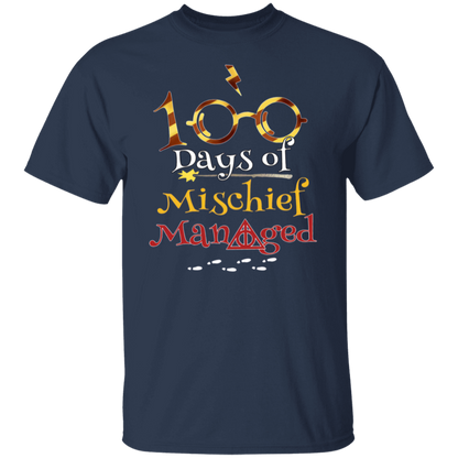 100 Days Of Mischief Managed Magic Style Teacher T-Shirt - CDCraft