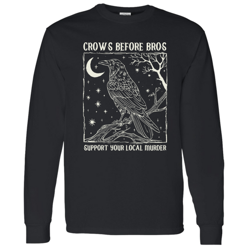 Crows Before Bros Support Your Local Murder Teacher Vintage G540 LS T-Shirt 5.3 oz. - letter