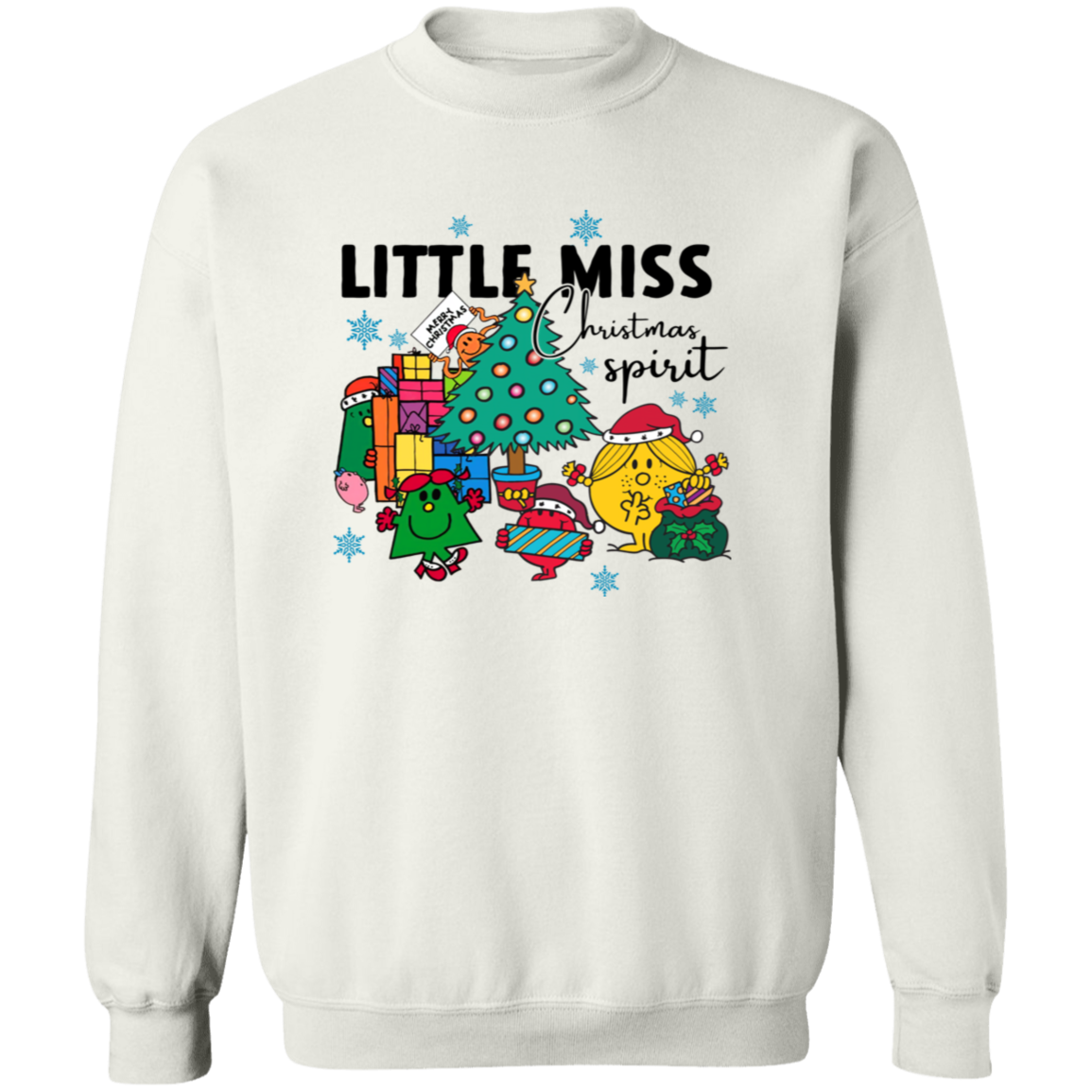 Little Miss Christmas Teacher Vintage G180 Crewneck Pullover Sweatshirt - letter