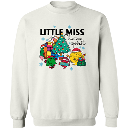 Little Miss Christmas Teacher Vintage G180 Crewneck Pullover Sweatshirt - letter