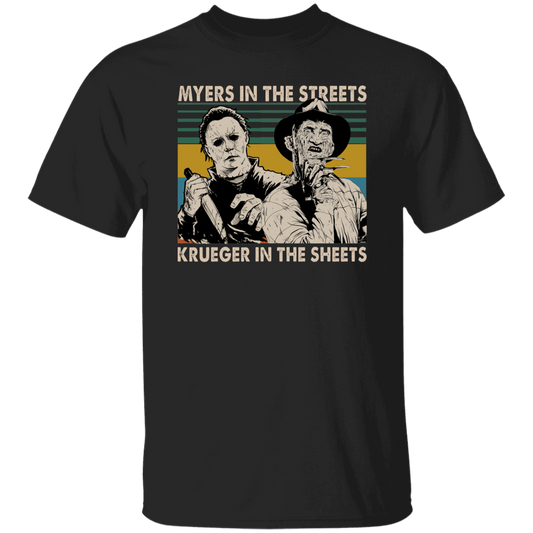 Michael Myers In The Streets Krueger In The Sheets Vintage T-Shirt